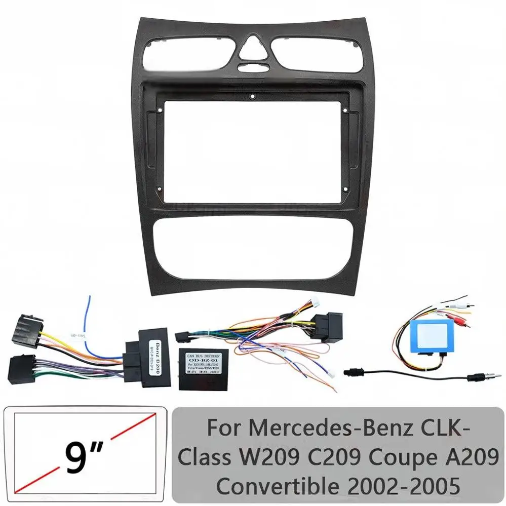 Marco de fascias de Radio de coche 2DIN de 9 pulgadas para mercedes-benz Clase CLK W209 C209 Coupe Clase CLK A209 arnés Convertible Cable Canbus