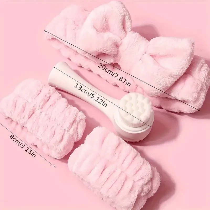 Facial Cleansing Brush Set with Headband & Wristband 6
