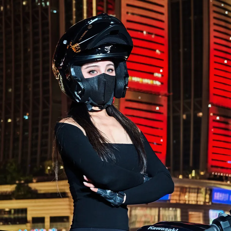 Double lens peeling helmet Motorcycle helmet Men women anti-fog full helmet Head gray half locomotive universal in all seasons