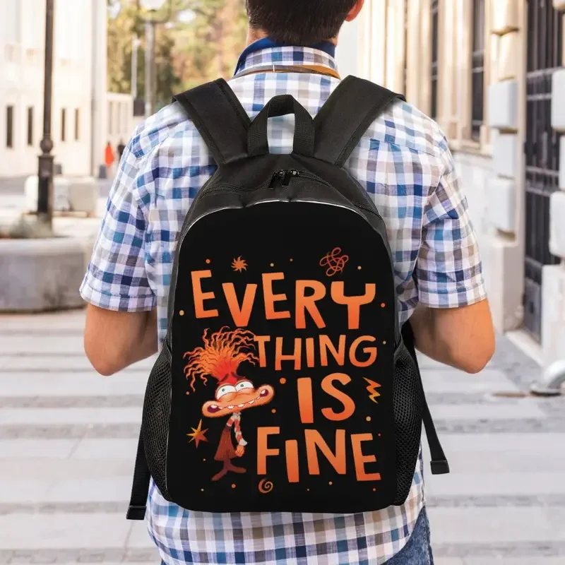 Customized Inside Out Anxiety This Is Fine Backpack Women Men Fashion Bookbag for School College Bags