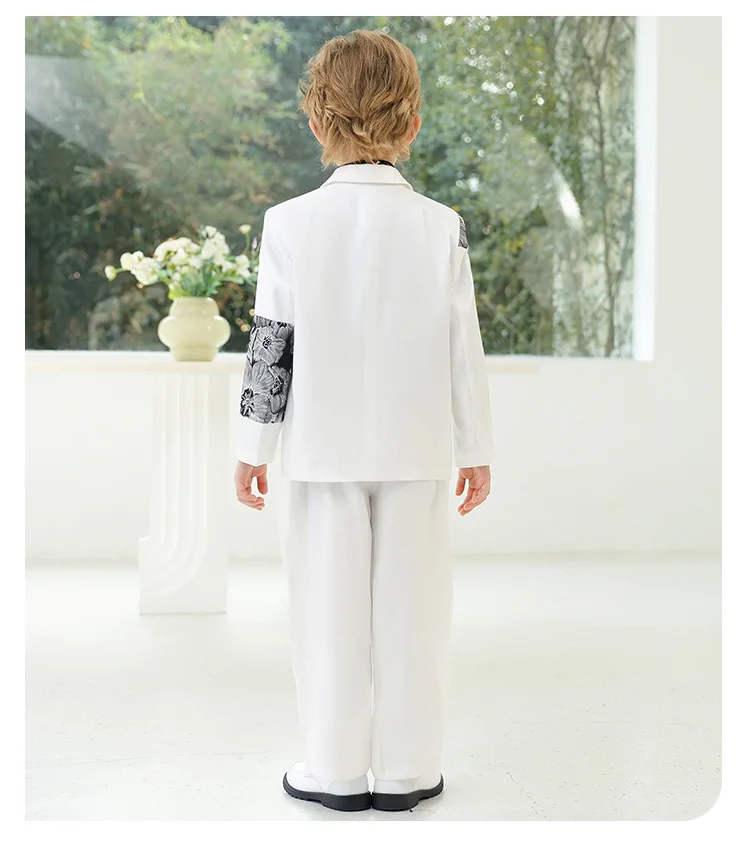 Bedruckte Anzugjacke im chinesischen Stil für Jungen, Kostüm für Modenschau-Moderatoren, Blumenmädchen-Geburtstagskleid für Einjährige A5057 – Detail 15