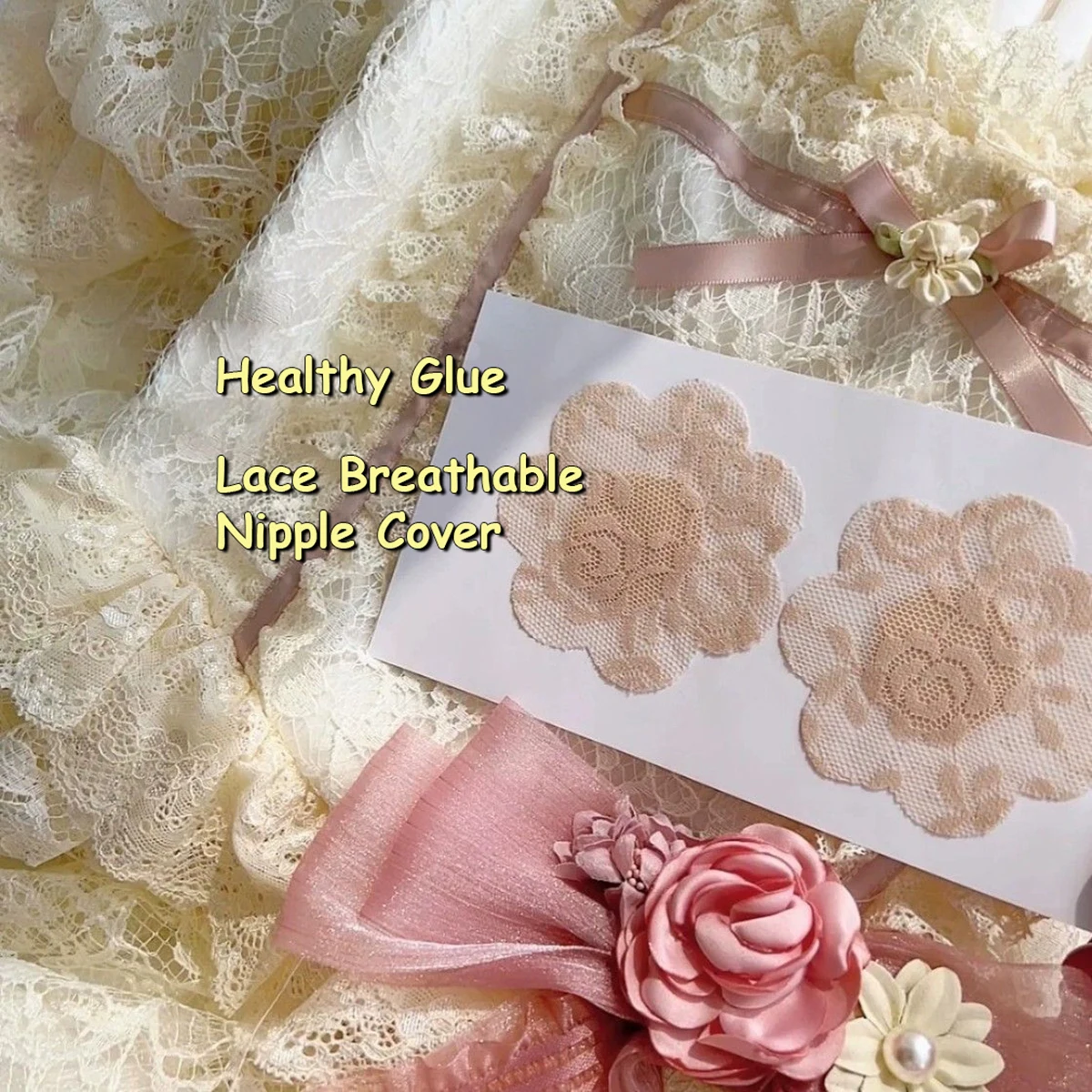60PCS Kant Tepel Cover Ultra Dunne Onzichtbare Ademende Niet-geweven Stof Nubra Pasties voor Plunge Bras Gezonde Lijm beha Pads