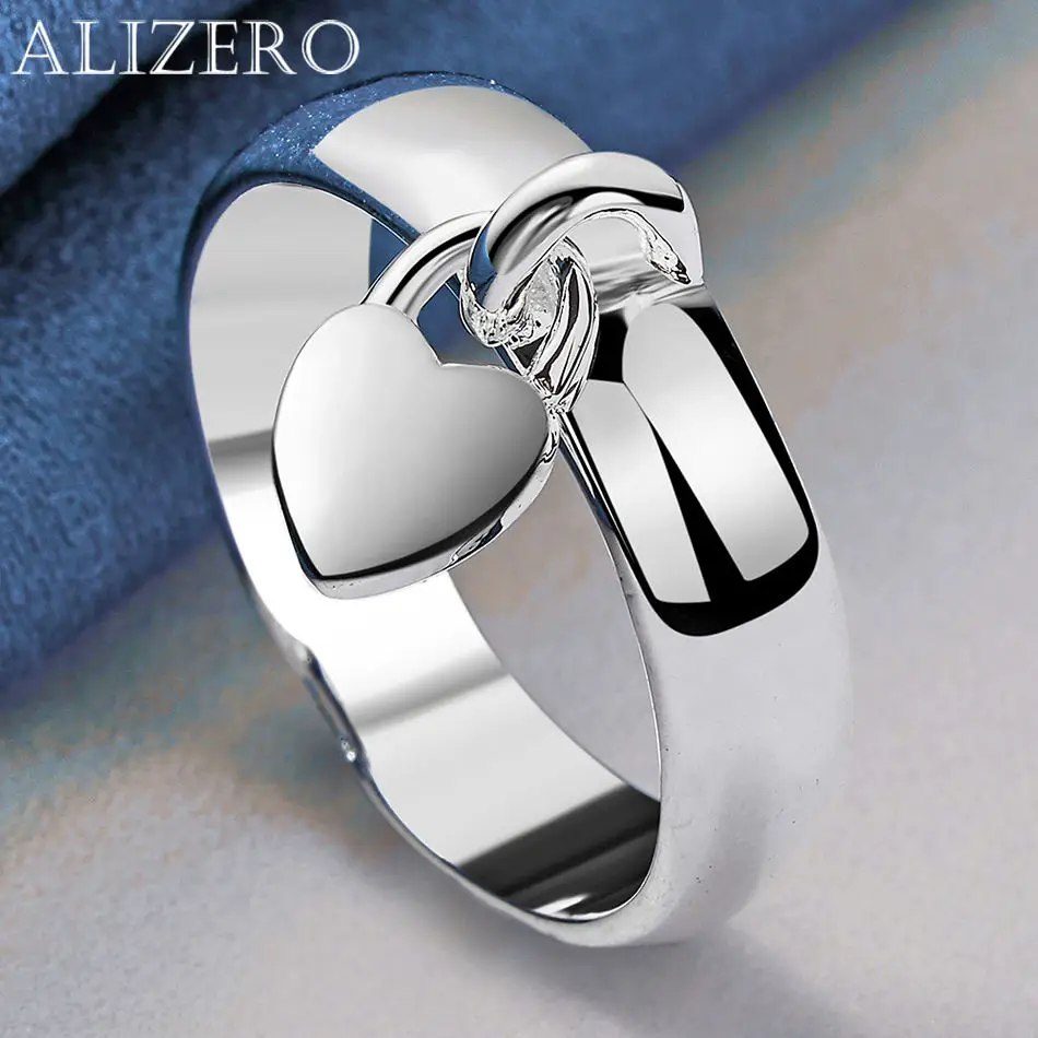 Women's 925 Sterling Silver Heart Lock Ring