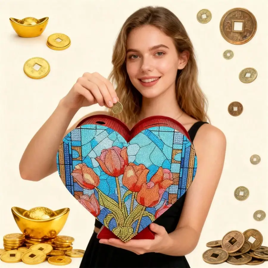 

2026 Креативная 5d алмазная живопись «сделай сам», красный тюльпан, копилка, копилка, сделай сам, алмазная живопись особой формы, экономия горшка, подарок на день рождения