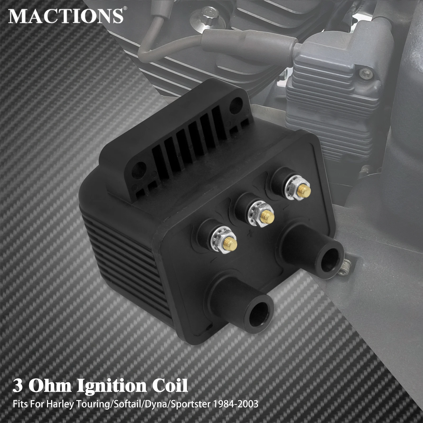 Motorcycle Ignition Coil 3 Ohm Single Fire 12V 53-434 For Harley Touring Road King Sportster XL883 Dyna Low Glide FXRS 1984-2003