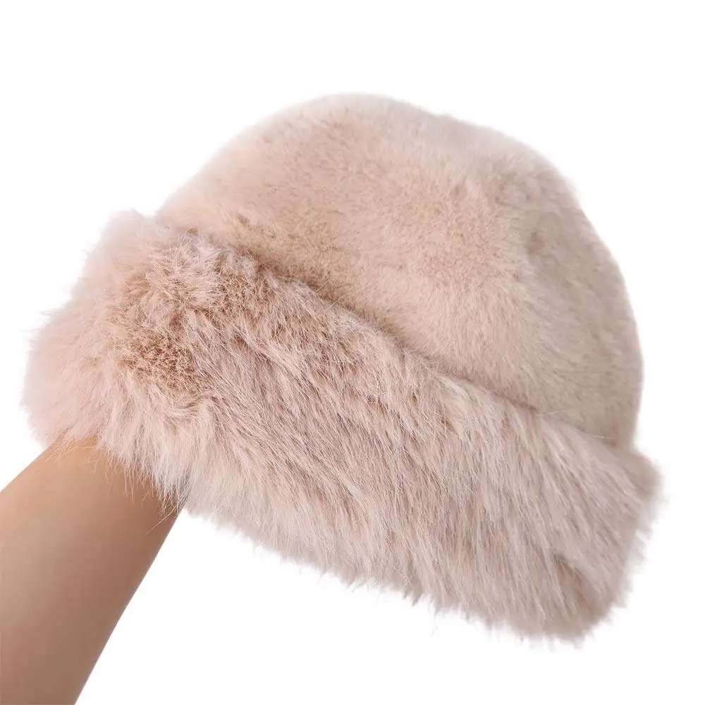 العصرية الكورية فو الفراء دلو قبعة رشاقته عارضة الفاخرة أفخم قبعة في الهواء الطلق الشتاء الدافئ رقيق القبعات الفتيات