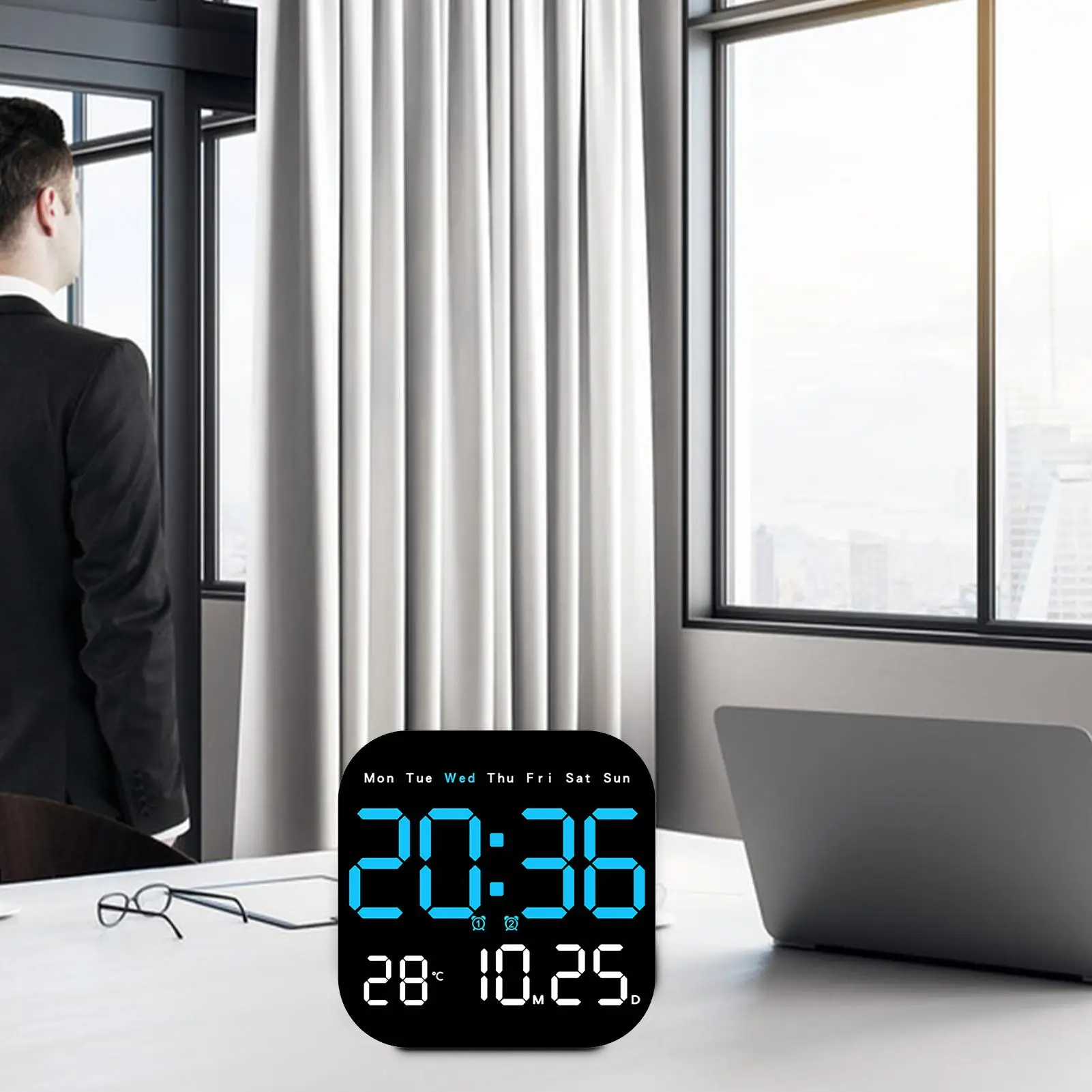Digital Calendar Day Clock Large Screen Display LED Calendar with Remote Control Temperature Display Digital Calendar Alarm