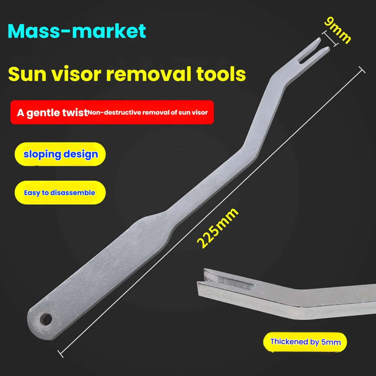 Herramienta de extracción de visera, herramienta de extracción de manija de techo de coche, agarre ergonómico, construcción de acero para vehículo, herramienta de liberación de agarre