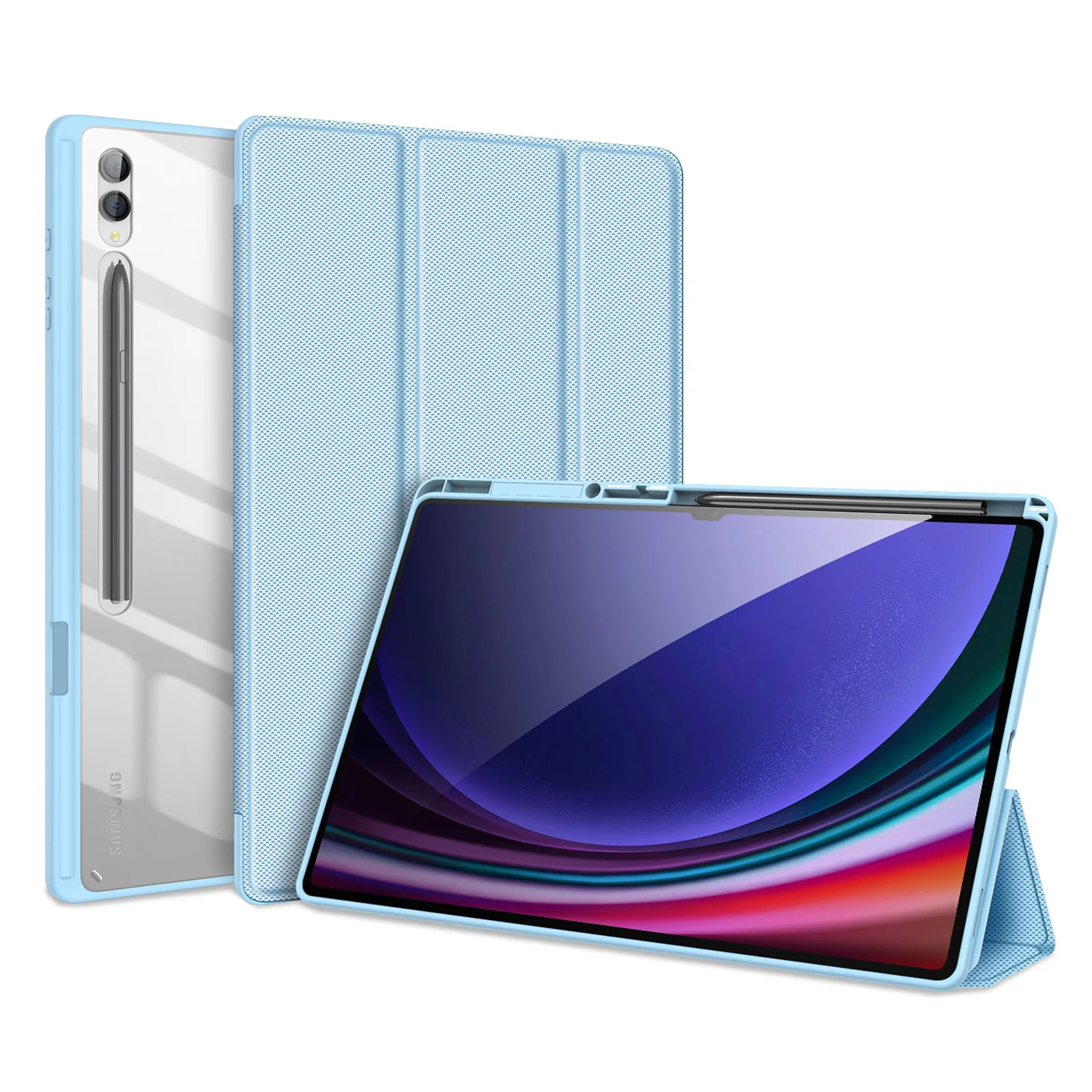 DUX DUCIS voor Samsung Tab S10 Ultra S10 Lite S9 FE Plus Trifold Tablet Transparant hoesje met Stylus Penhouder & Auto Sleep Wake