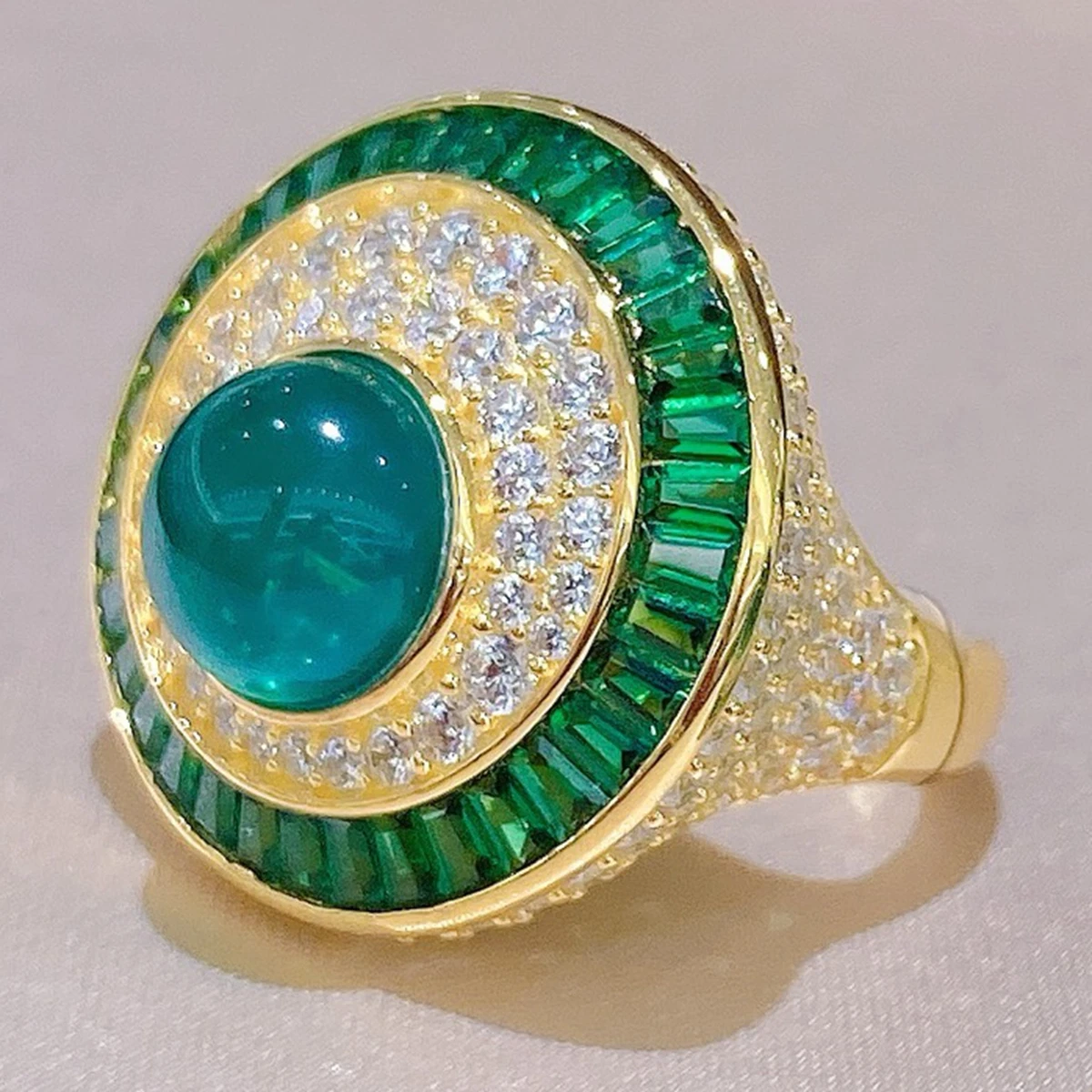 

KQDANCE Роскошный новый большой круглый твердый серебро 925 пробы синтетический изумрудный жемчуг драгоценный камень женские ювелирные изделия кольцо подарок на годовщину