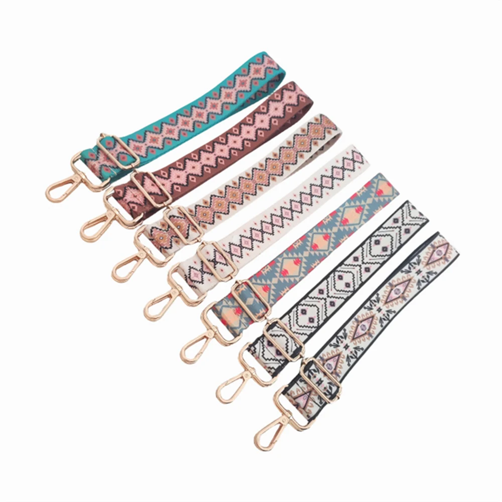 Ethnic Jacquard Wide Bag Straps For Women Vintage Crossbody Bags Belt Adjustable Replacement Handbag Shoulder Bag Handle