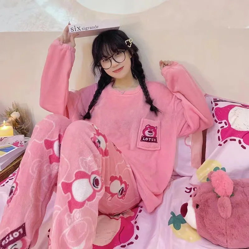 Sanrio Anime Cinnamoroll Pijama Anime para Meninas, Kawaii, Kuromi, Minha Melodia, Pulôver De Flanela, Veludo Coral, Homewear Quente, Presentes De Inverno