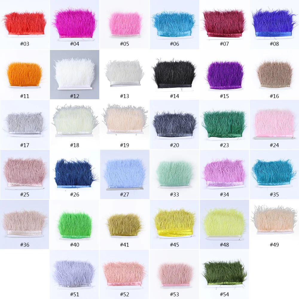 Dyed Ostrich Feather Trim Ribbon Fringe 6-8CM Wedding  Decoration Fluffy Feathers Dress Sewing Clothing 1/5/10METER  Plume Decor