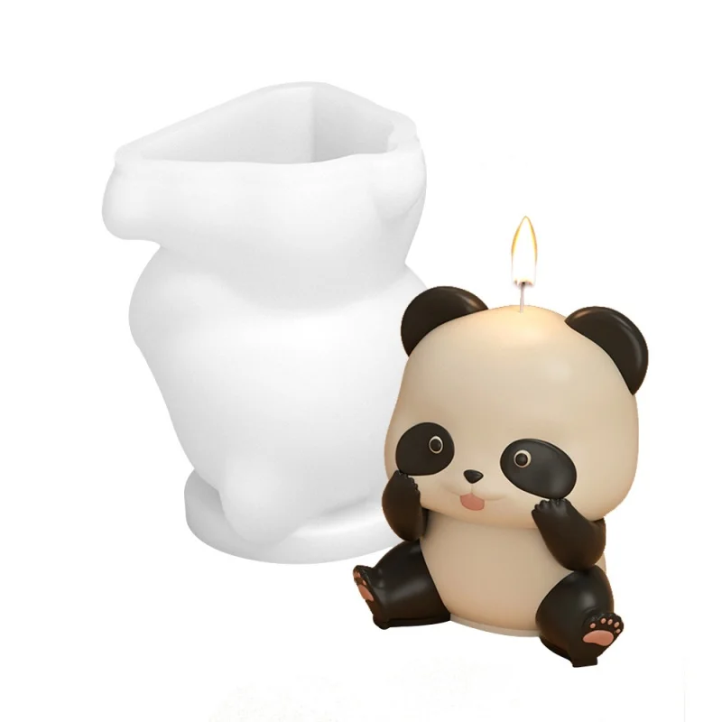 Molde tridimensional do silicone do panda, Boneca De Gesso De Aromaterapia, Cute Crystal Glue Ornamentos