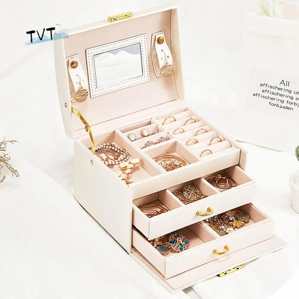 

PU Leather Jewelry Packing Bag Multi-layer Bracelet Earrings Jewelry Holder Rings Necklace Organizer Square Jewelry Box Gift
