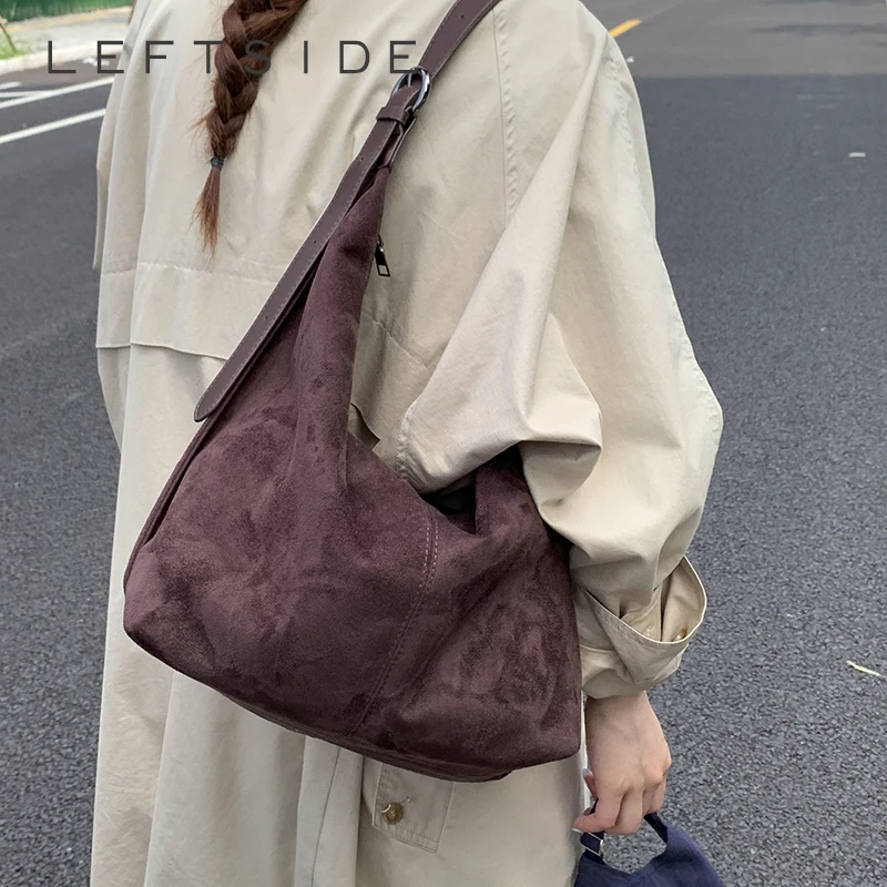 

LEFTSIDE Design Large PU Leather Hobo Underarm Bags Lady Winter Shoulder Bag for Women 2025 Winter Trend Y2K Handbags and Purses