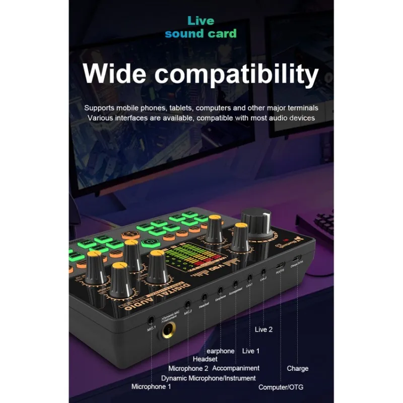 

lucky V90+ZX775 Sound Card Set Mixer Voice Changer for Live Streaming & Gaming, for PC & Smartphone