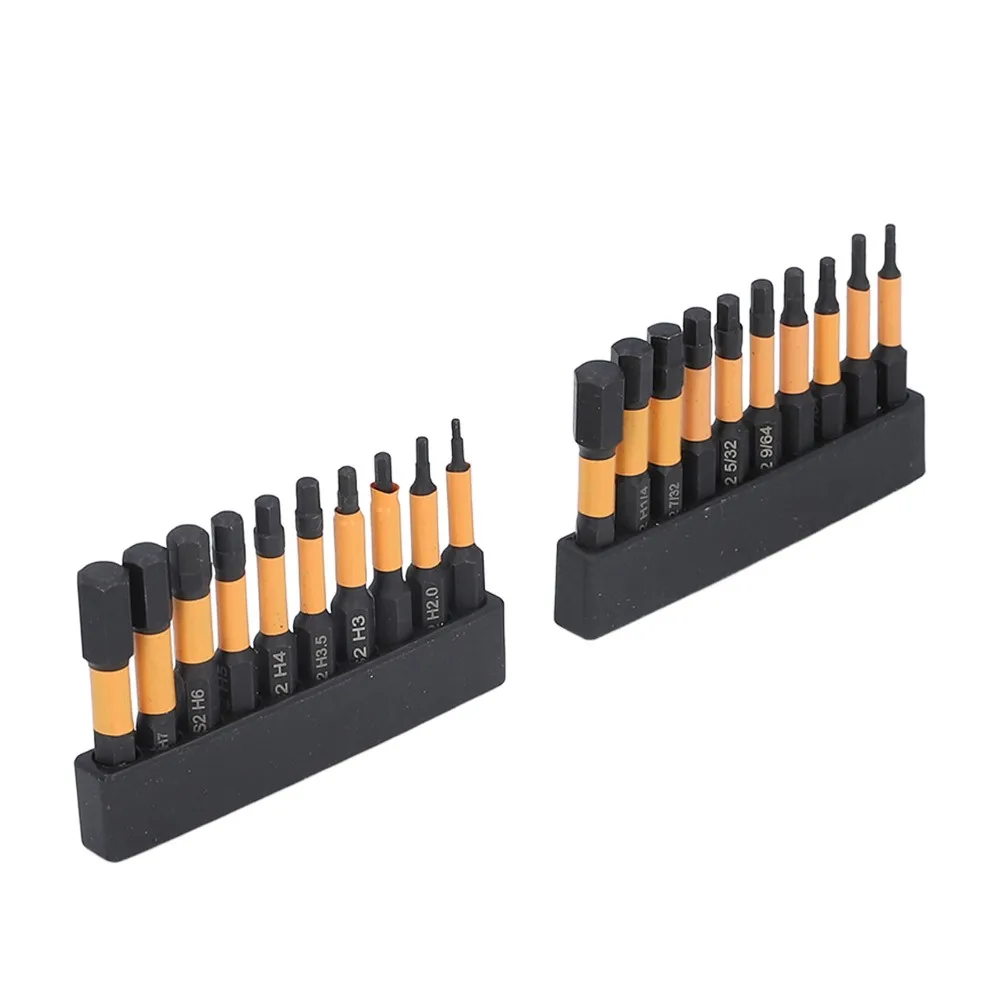 

Набор ударных шестигранных бит (20 шт.) из легированной стали S2, метрические и дюймовые, с шестигранным хвостовиком 1/4 дюйма, для шестигранных головок, с обработанными на ЧПУ концами