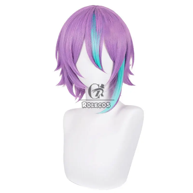 HATSUNE : COLORFUL STAGE! Kamishiro Rui Cosplay Wigs 35cm Purple Mixed Blue Hair