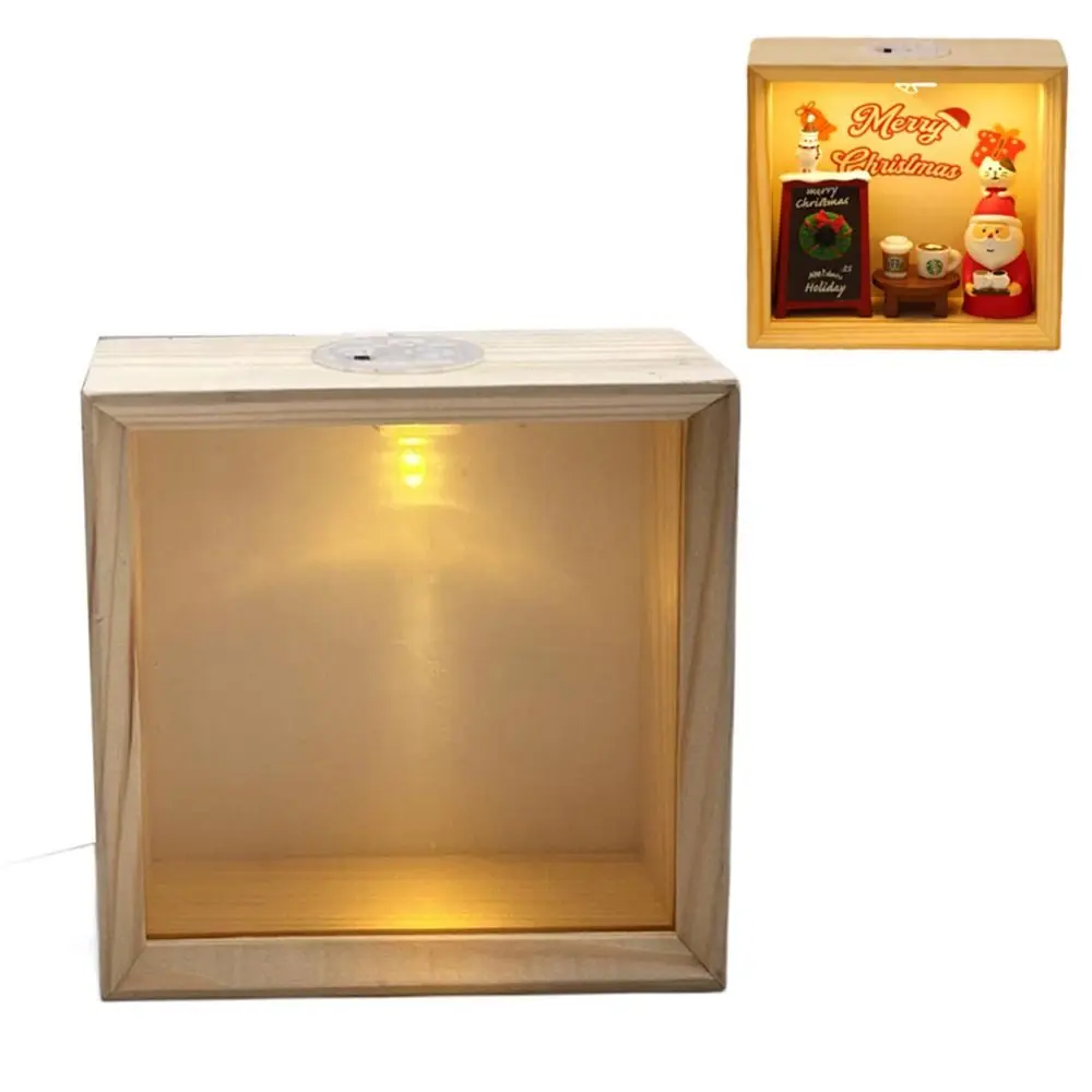 

Decorative Wooden Shadow Box Frame Handmade Soft Light Wood DIY Nightlight Transparent Acrylic Panels Unfinished Wooden Box