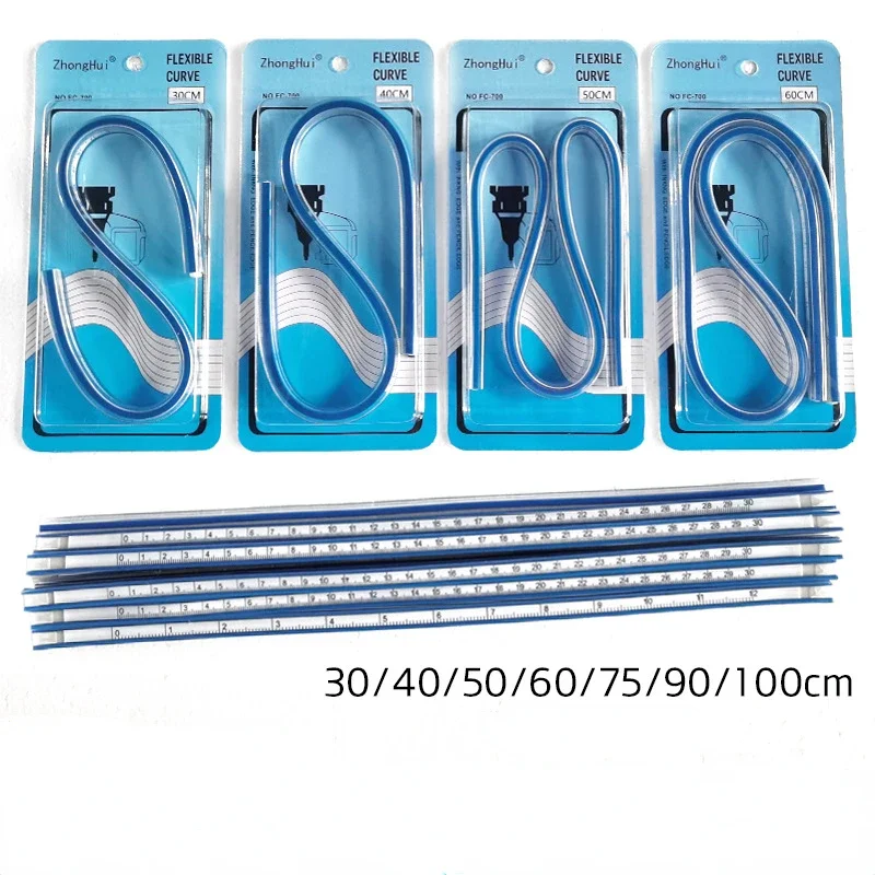 Flexible Curve Ruler Drafting Drawing Tool Serpentine Plastic School Office Supplies 30cm 40cm 50cm 60cm