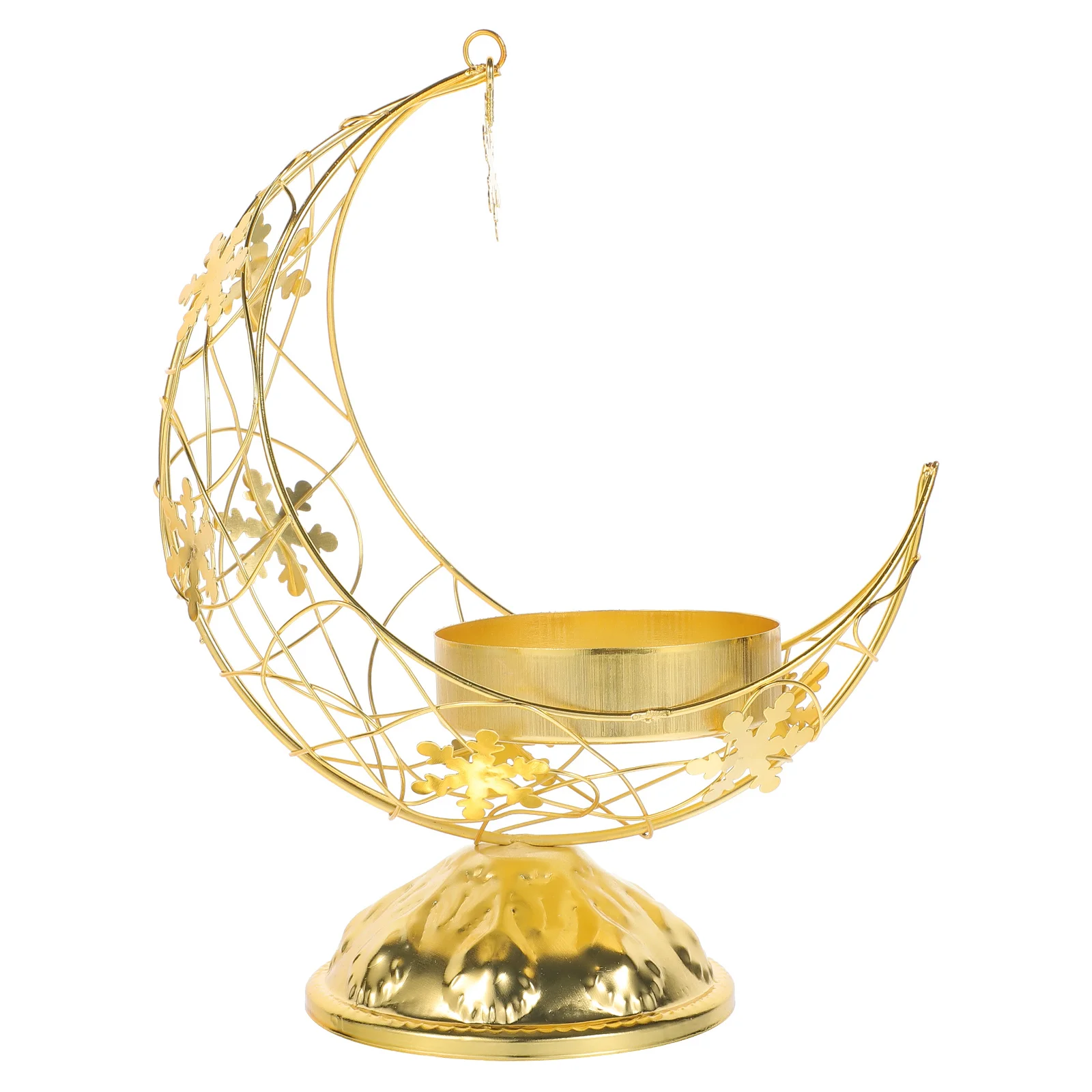 

Metal Moon Holder Hollow Design Elegant Tabletop Decor For Home Vintage Candlestick Iron Desktop Ornament
