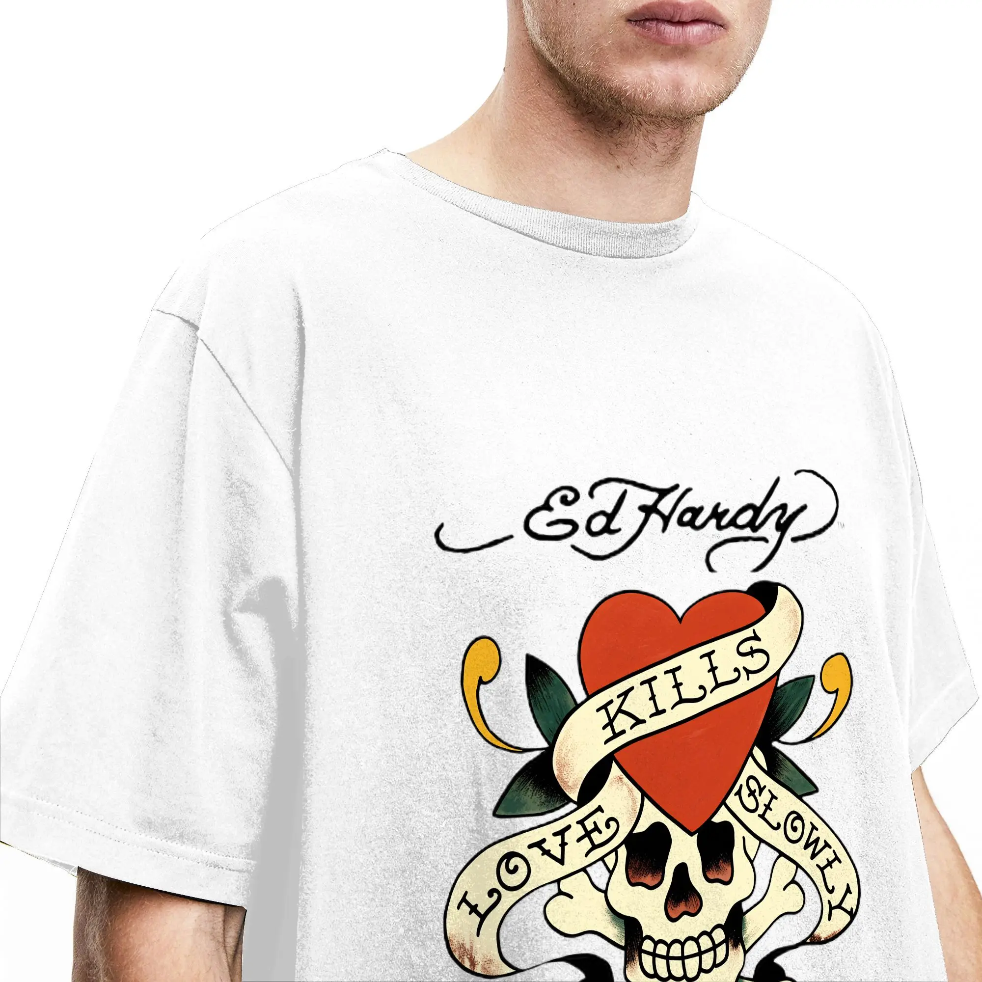 E-Eds Hardys Love Kills Slowly T-Shirt Men  Novelty Cotton Tees Crew Neck Short Sleeve T Shirt Gift Idea Clothes view 3