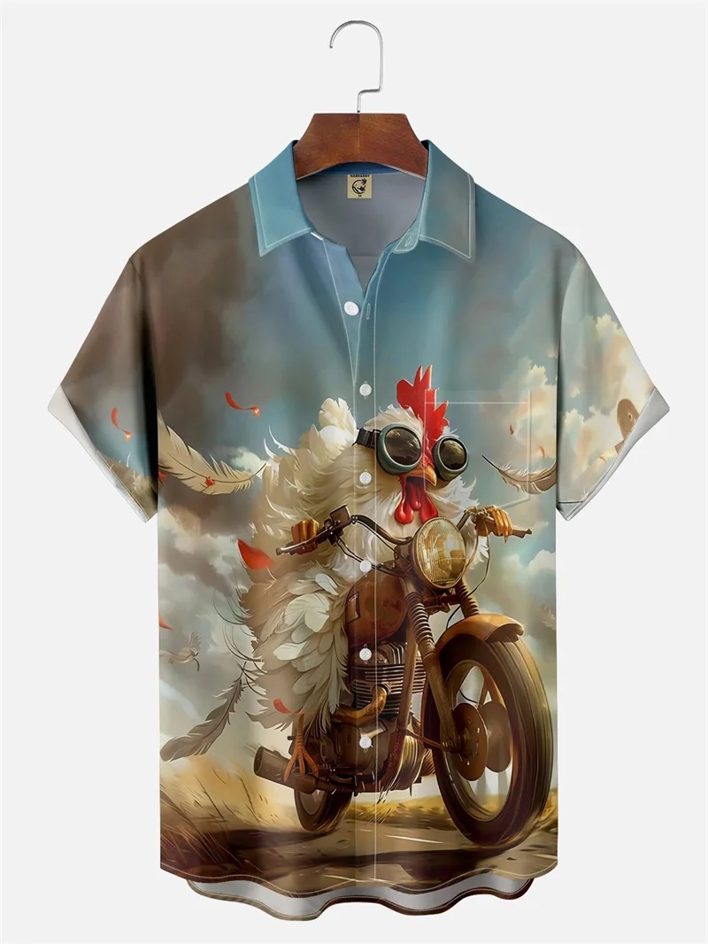

3D Print Funny Cartoon Animal Short-sleeved Hawaii Shirt Tops Summer Casual Men's Vacation Aloha Shirt Men's Beach Shirt
