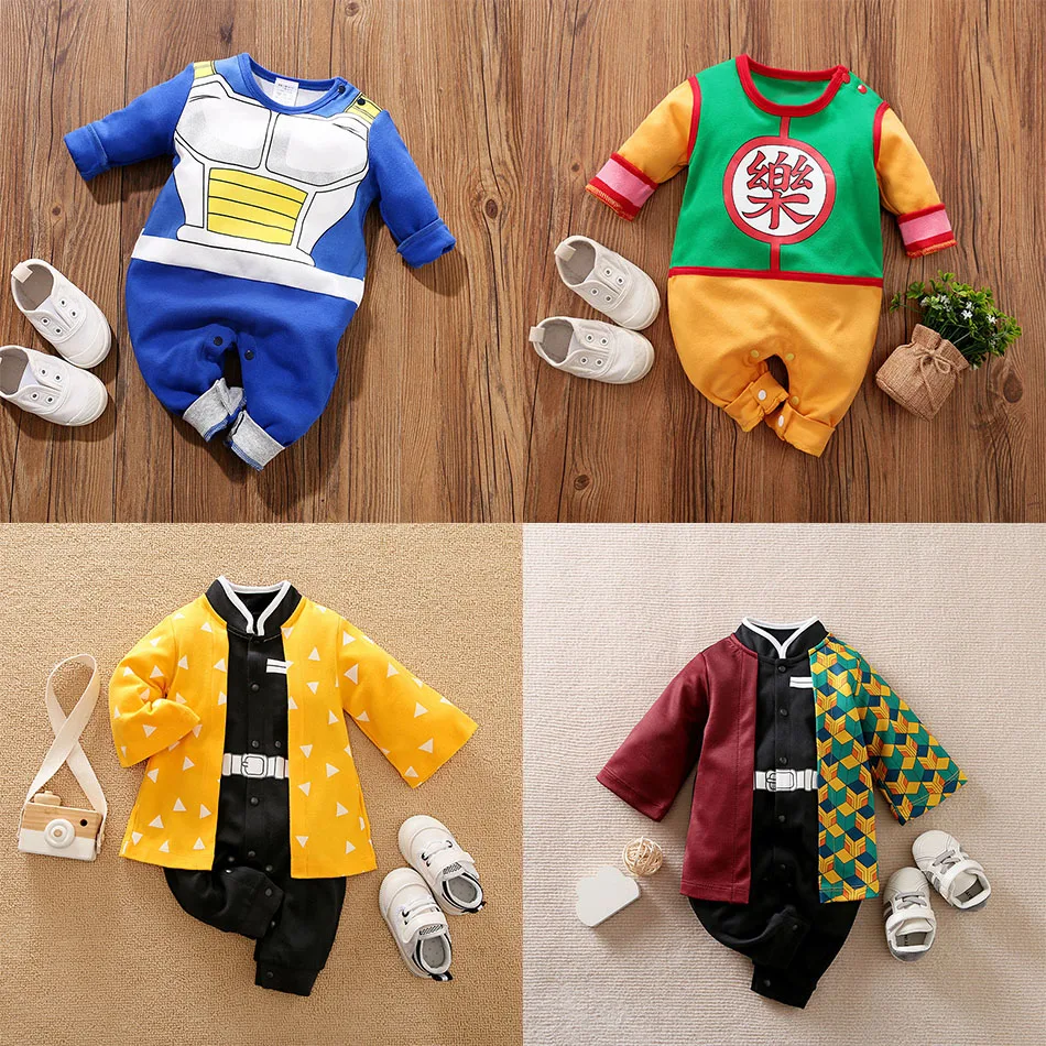 Baby Girl Boy Costume Anime Clothes Newborn Romper Infant Luffy Akatsuki Vegeta Cosplay Jumpsuit Toddler Halloween Costume 0-18M