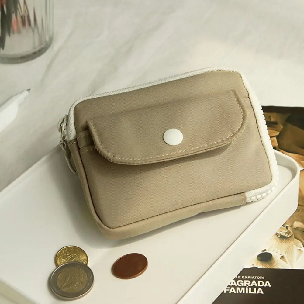 Fashion Solid Color Coin Purse Zipper Large Capacity Money Bag Wear-resistant Storage Bag Male Female