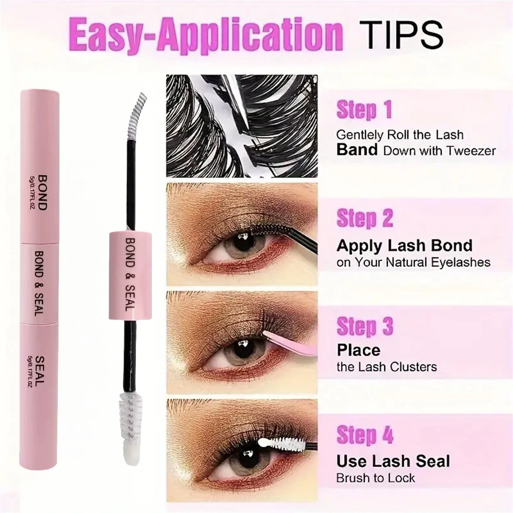 DIY eyelash extension kit 200 eyelash clusters with adhesive and sealing, single eyelash set cluster eyelash slender C D curly