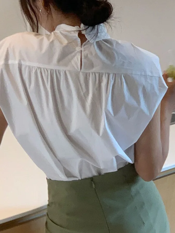 เสื้อซับในผู้หญิง คอตั้ง แขนยาว ผ้าจับจีบ ผูกโบว์ ดีไซน์เก๋ ใส่ได้หลายโอกาส สไตล์ลำลอง เหมาะกับการเดินทาง