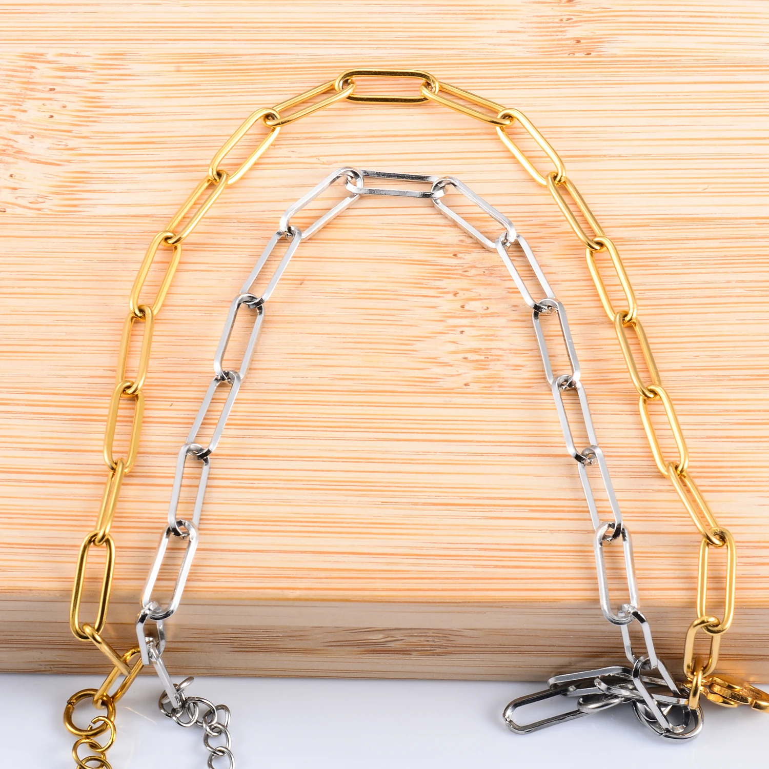 1 Piece Simple Fashion Paperclip Chain Bracelet Stainless Steel Punk Women\'s Men\'s Christmas Gift