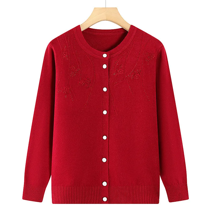 

Весенне-осенняя новая женская одежда, пальто для мамы, трикотаж с длинными рукавами, кардиган, женские шерстяные топы на пуговицах, женский свитер, куртка