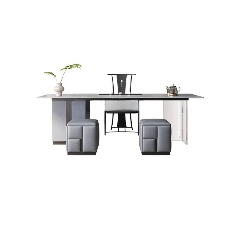 

Stone Plate Tea Table Living Room Tea Making Table Designer Modern Minimalist Office Italian Minimalist Table-Chair Set