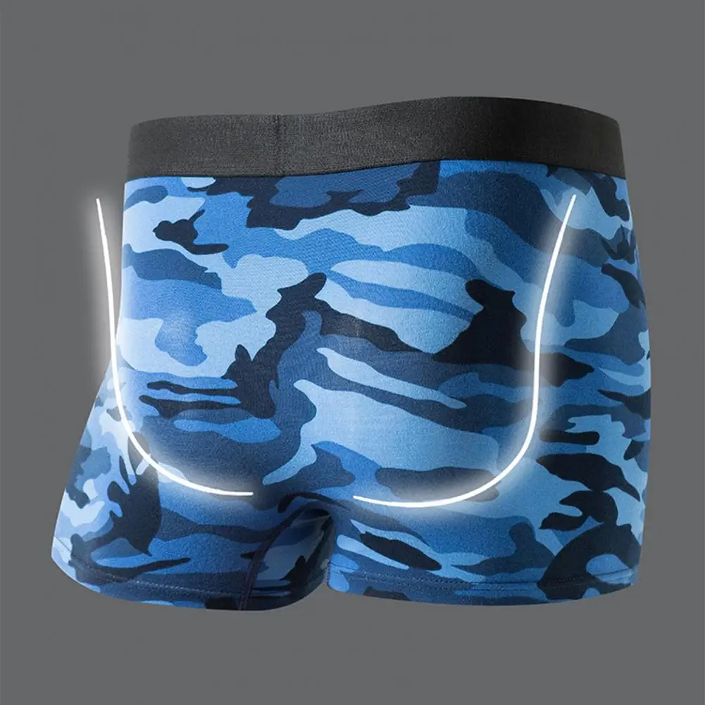 Close-fitting Men Underwear Camouflage Print Men\'s Underwear High Elastic Breathable Shorts Cotton Mid-rise U-convex Briefs Male