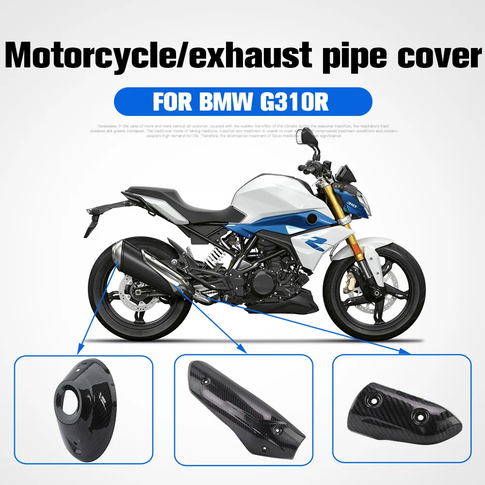 

For BMW G310R G 310R Motorcycle Real Carbon Fiber Exhaust Middle Link Pipe Heat Shield Cover Guard Anti-Scalding Shell 2017-2023