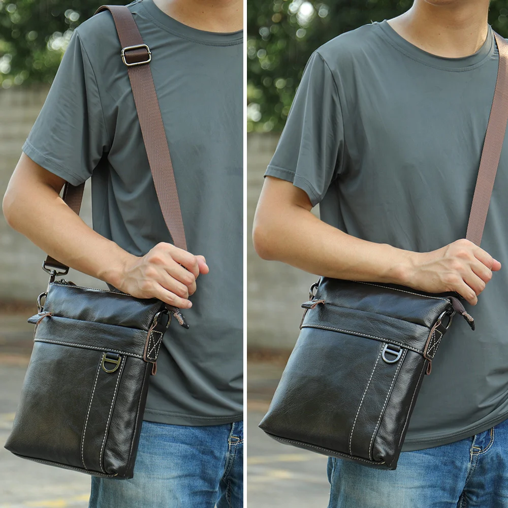 Imagem -02 - Bolsa de Couro Genuíno para Homens Pequenos Bolsas Crossbody Bolsa Masculina 9010