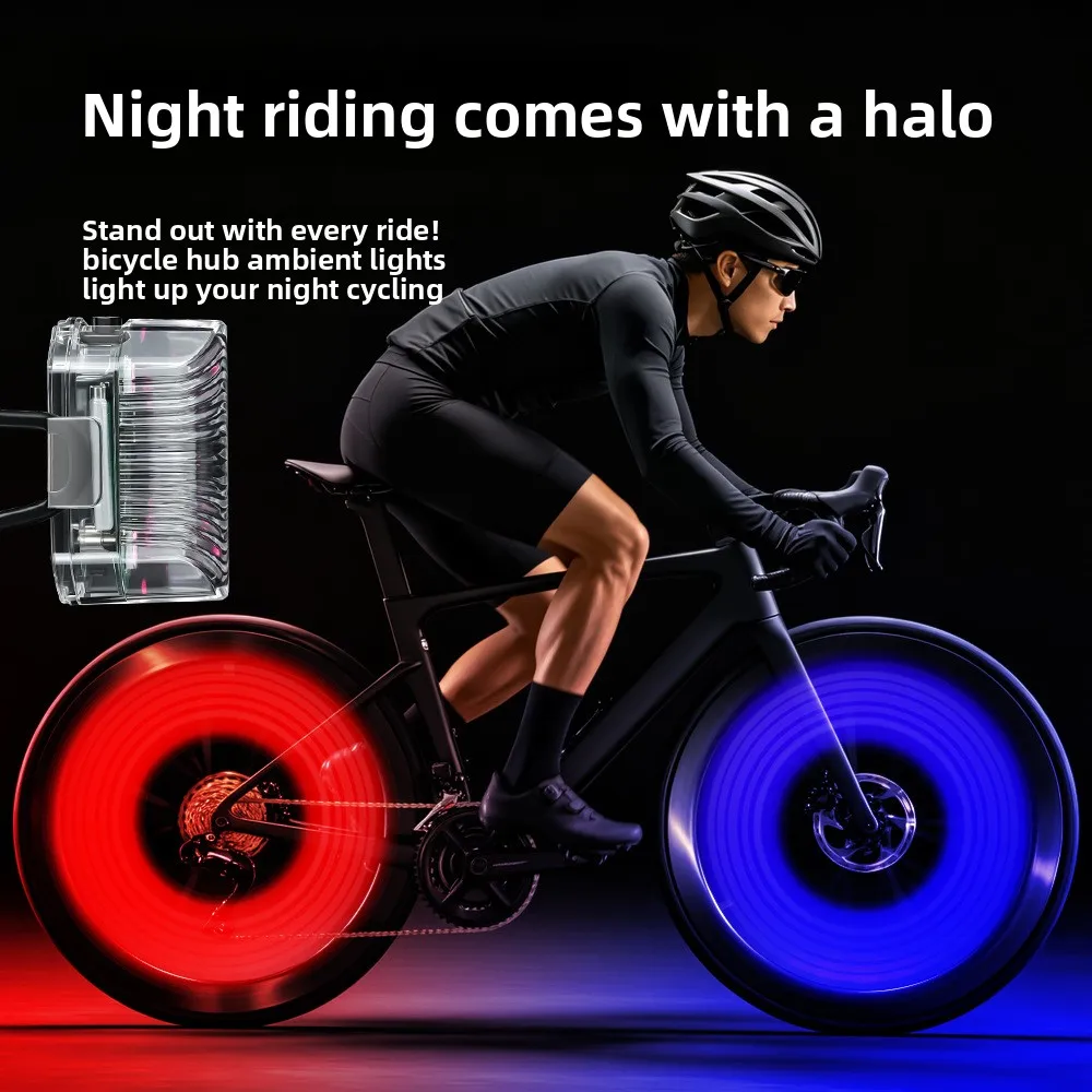 1Pc USB Rechargeable Bicycle Atmosphere Light, Night Riding Tire Flash Lamp, Wheel Hub Light for Mountain Bike