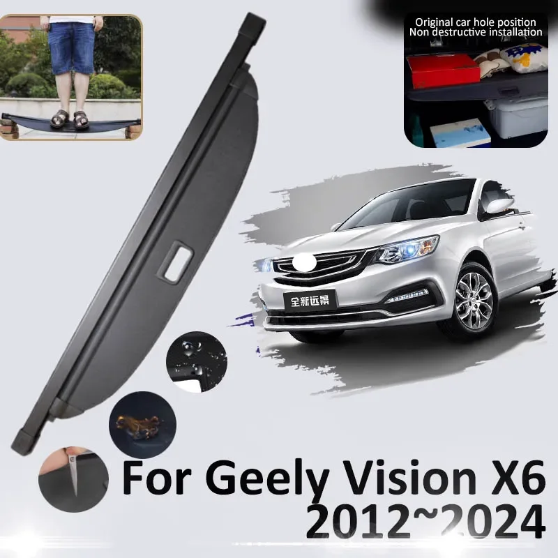 

Trunk Cargo Cover For Geely Vision X6 2012~2024 2016 2018 2020 Tray Luggage Rear Curtain Pad Security Shielding Shade Accessorie