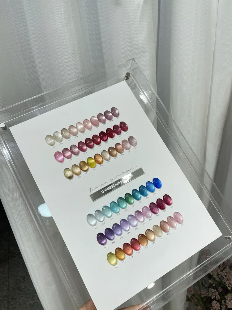 U.OMEEI Transparent Glass Beads Cat Eye Gel Nails Polish 60color With Display 15ml Magnetic Gel Semi Permanent Soak Off Nail Gel