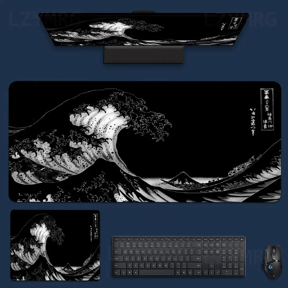 

Aesthetic Desk Mat Art Japan Giant Wave Large Gaming Mouse Pad Blue Mouse Pad 900x400 Exquisite Natural XXL Rubber Desk Mat
