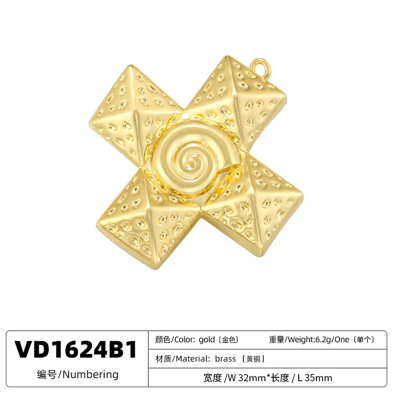 ZHUKOU Brass Material Cross Pendant Metal Pendant Pendant DIY Jewellery Making Accessories Handmade Necklace Gift:VD1624 VD1625