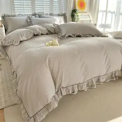 Bonenjoy 100%Cotton Duvet Cover Simple Style Quilt Cover with Ruffles Queen/King Size Cotton Bed Cover dekbedovertrek 240x220