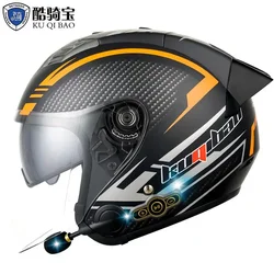 KUQIBAO Motorcycle Helmet Built-In Bluetooth Motorbike Helmet Anti-Fog HD Lens Motocross Helmets DOT Approval ABS Crash Casco