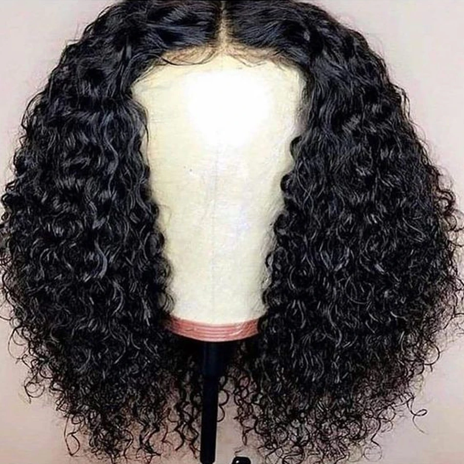 Glueless Lace Front Curly Perucas de Cabelo Humano para Mulheres, Curto Brasileiro Bob, Onda De Água, Onda Profunda, Para Ir, Fechamento 4x4, 13x4