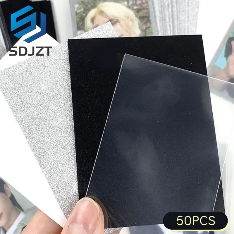 50PCS Flash Solid Color Transparent Card Film Scratch-resistant Card Sleeve Idol Photo Cards Protective Storage Bag Stationery