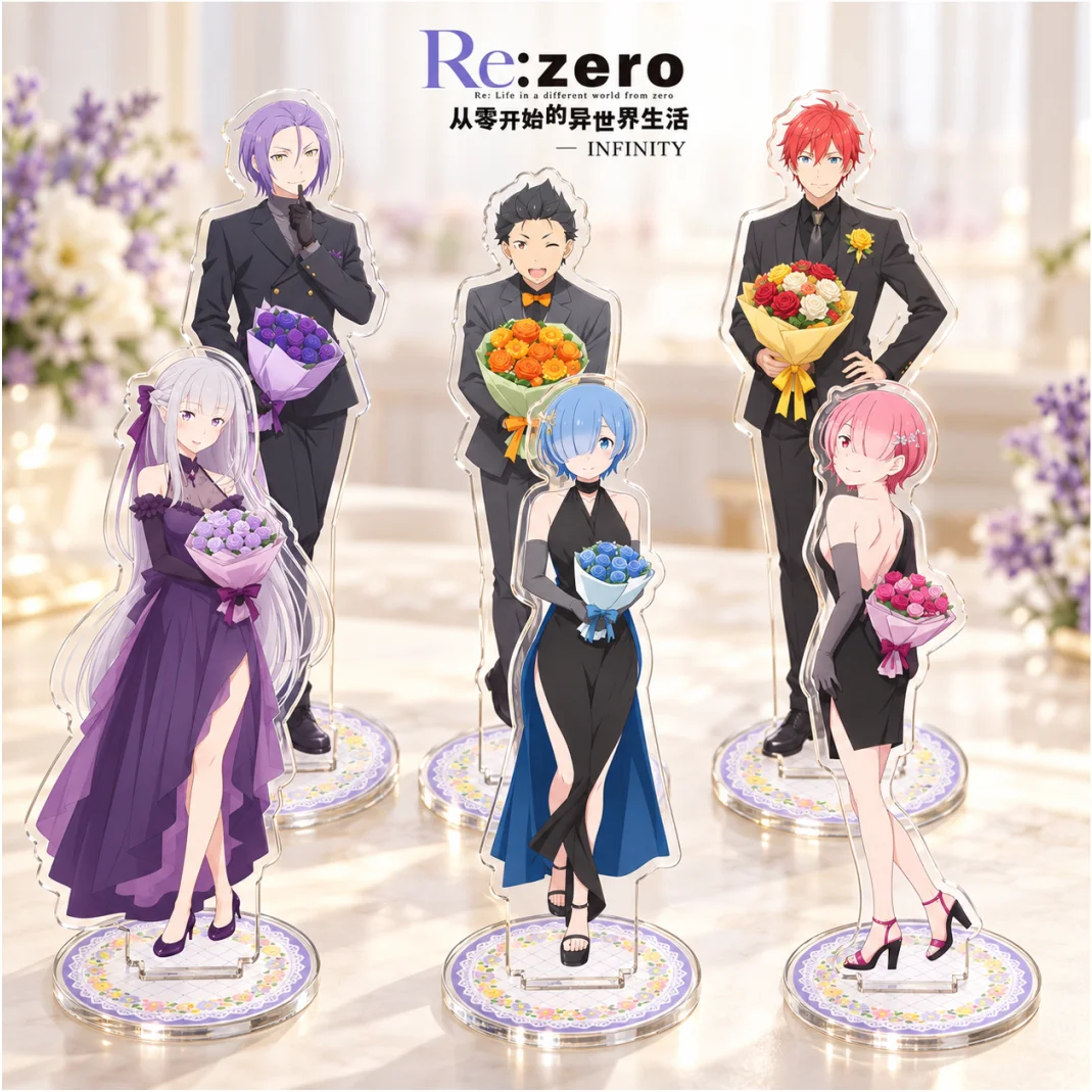 Re:ZERO − Starting Life in Another World Rem Emilia Subaru Acrylic Figure Stand Model Cosplay Novelty Gift Ornament Keychain