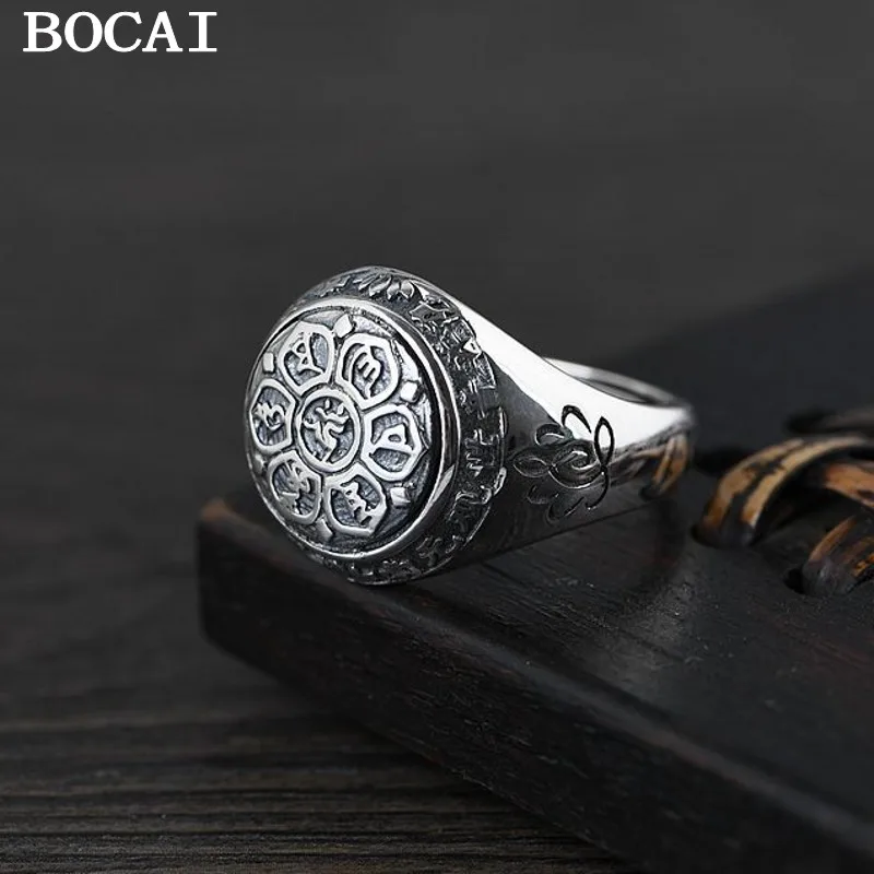 

BOICAI New S925 Sterling Silver Six Buddhist Mantra Antique Polishing Process Explosion Models