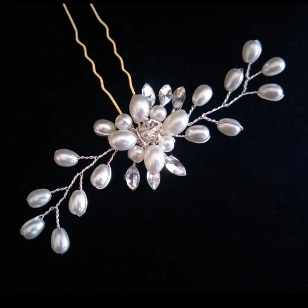 

3 Pcs Pearl Crystal Flower Hair Accessories Bridal Hairpin Headgear Women Headwear